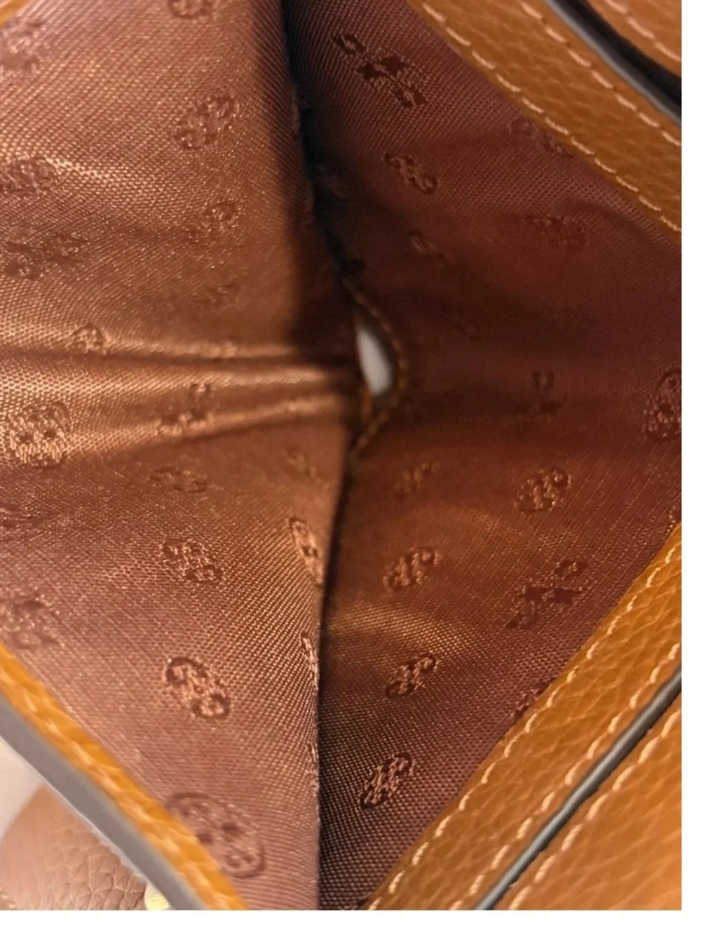 Tory Burch Thea Moose Brown Pebbled Leather Card Wallet
